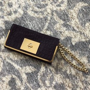 Cole Haan Croc Embossed Clutch Chain